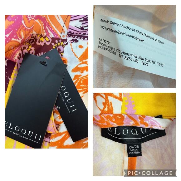 Eloquii New Patchwork Print Kimono Cardigan Robe Size 26/28 Colorful Boho Artsy - Picture 13 of 16